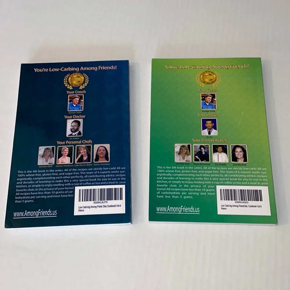 Two Low-Carbing Among Friends Paperback Cook Books Volumes 4 and 5